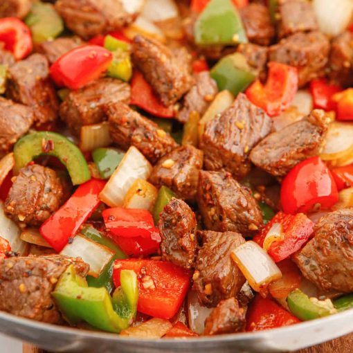 Thumbnail Steak Tips With Peppers